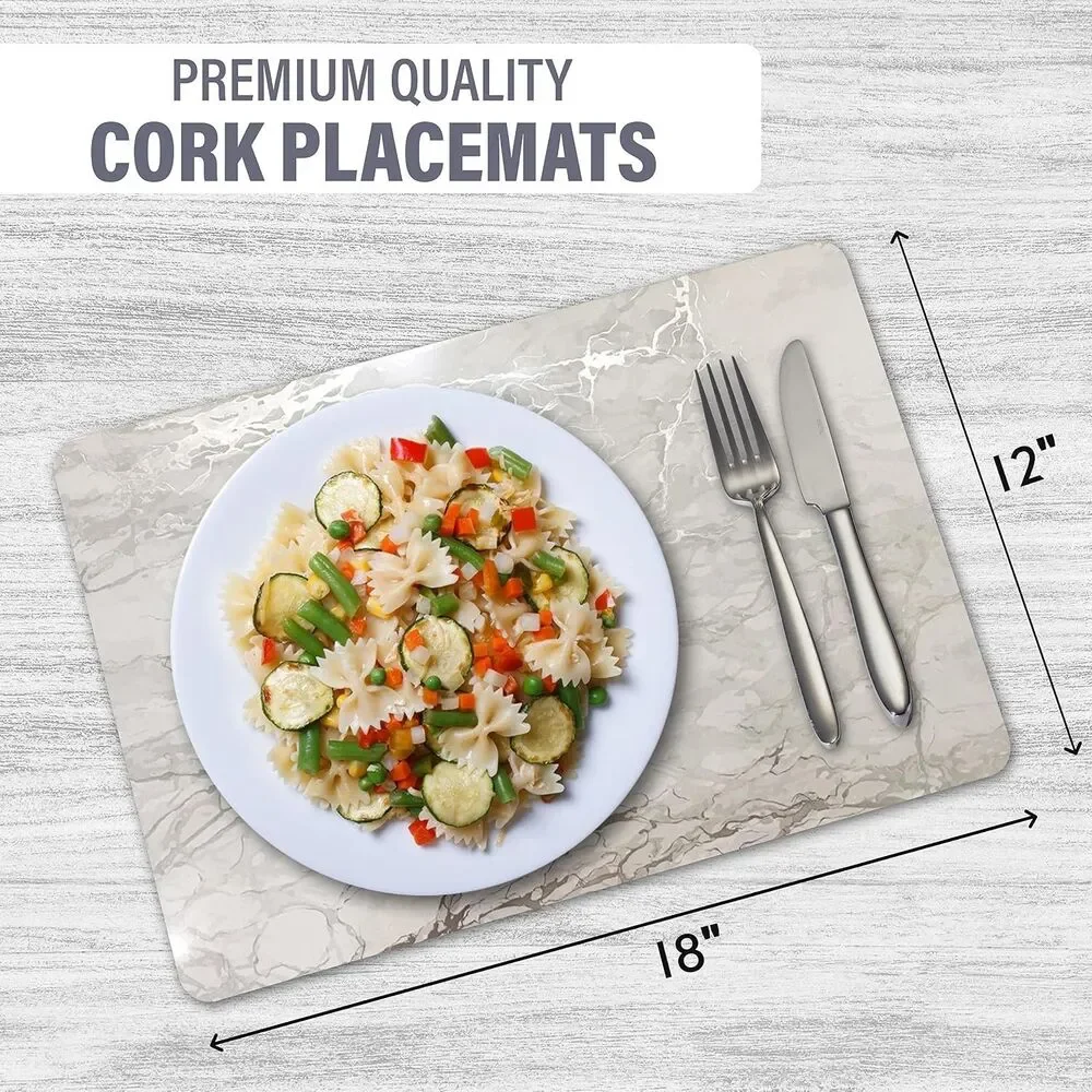 Set of 2 Foiled Granite Thick Cork Heat Resistant Dining Table Placemats 12